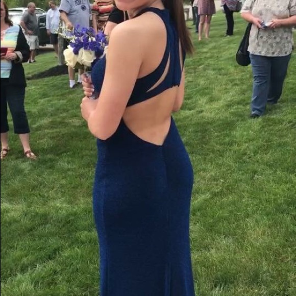 La femme navy blue prom dress - Picture 2 of 4